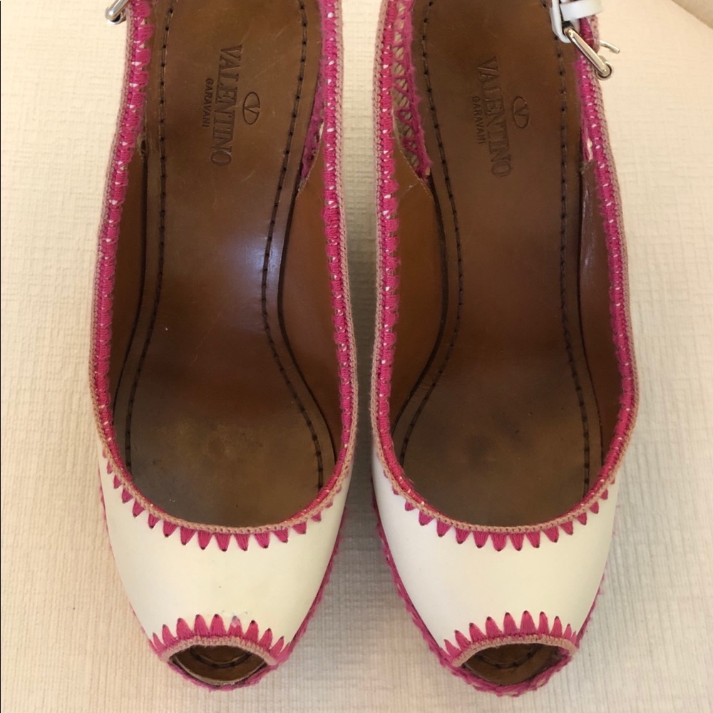 Valentino Peep-toe Espadrille Sling-back Wedges
